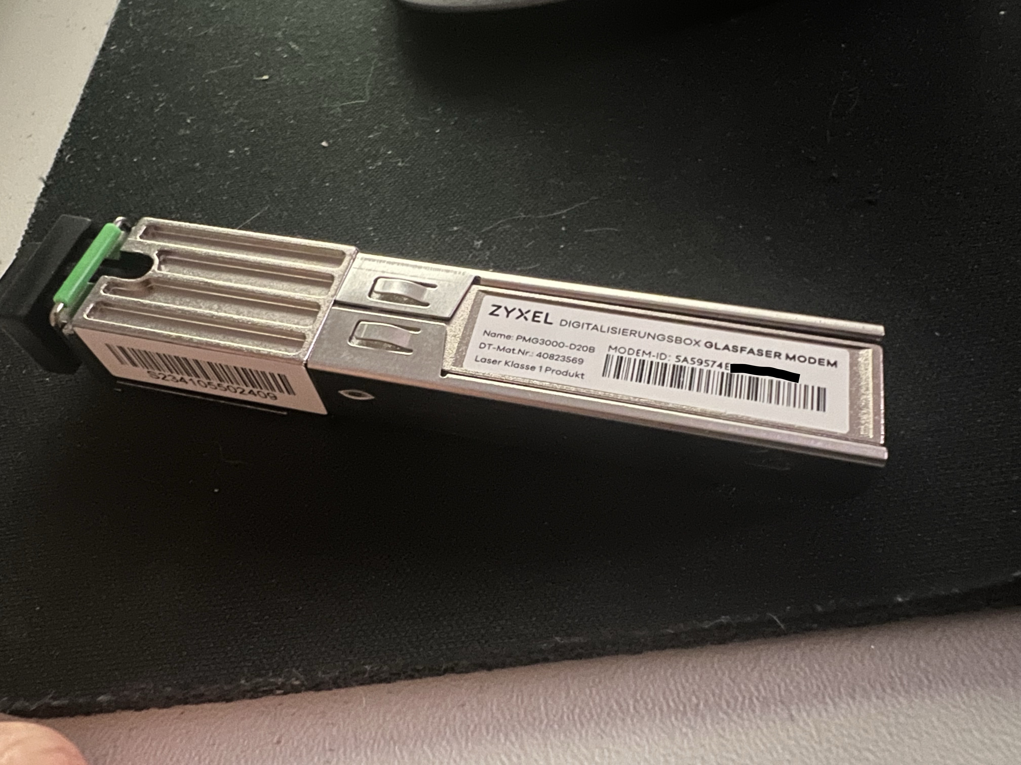 A Zyxel PMG3000-D20B SFP (also known as Digitalisierungsbox Glasfaser Modem).